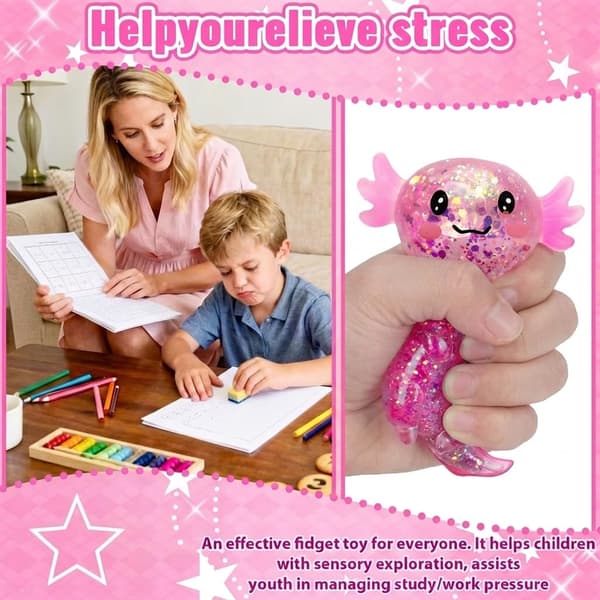 8,99 cm Rosa Glitter Stående Axolotl Squishy Långsamt Stigande Rosa Pink