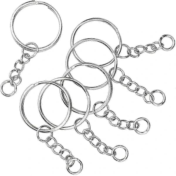 100 st Nyckelringsringar, 25 mm Nyckelring med Silverkedja Nyckelring med Ringar Tw
