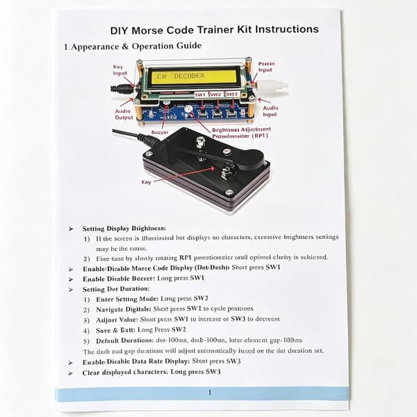 Morse Trainer, DIY-projekt med förlödd PCBA, kapsling och CW-nyckel Soldered