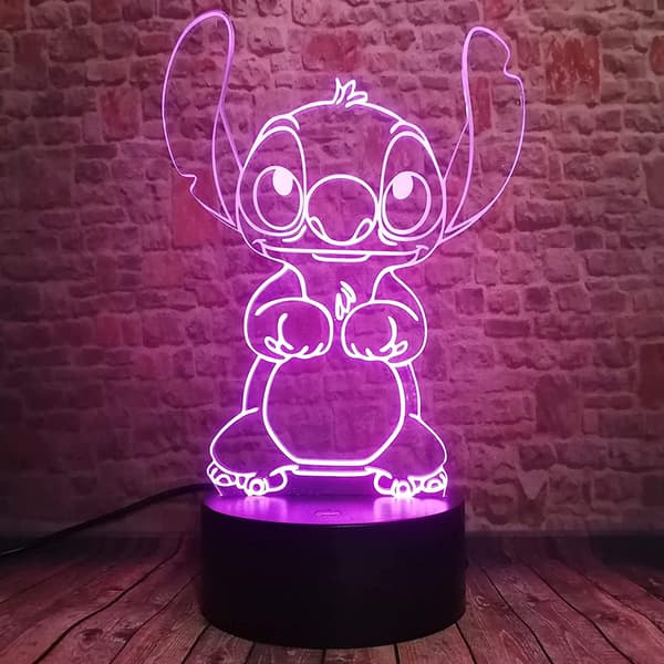 Stitch Lampe 3D Manga LED Nattlampe, Stitch Sengelampe Nattl