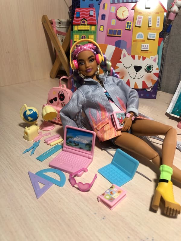 ##/18 dele Dukkehus og Barbie Læringstilbehør Sæt, Mini Laptop, C##/