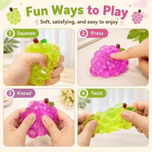 2 kpl läpinäkyviä squishy-leluja, hedelmäaiheiset fidget-stressilelut aikuisille