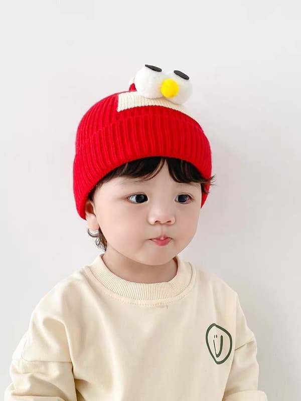 Knitted Baby Hat for Infants, Suitable for 0-2 Years, Red