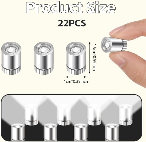 22 mini LED-lys, batteridrevne mini LED-lys, små håndverkslys, papirlykter, dukkehusdekorasjon, festdekorasjon, hvit-FX-