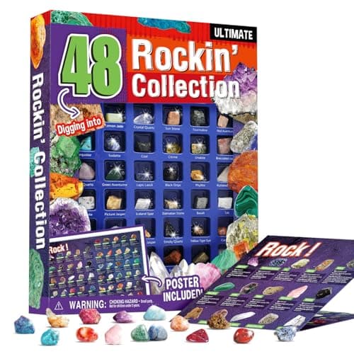Stensamling 48 dele, naturlige krystaller og ædelsten, STEM-legetøj 48 sten 48 Rocks