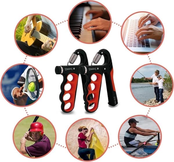 Handtränare 1/2 - Pack - Justerbar 5 - 100 kg Grepptränare, Grepp med Räknare Röd 1 st Red Red