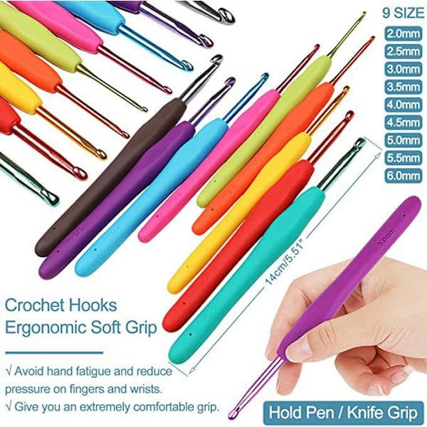 58-piece crochet hook set for beginners - Complete crochet kit with yarn and knitting accessories in bag E E E