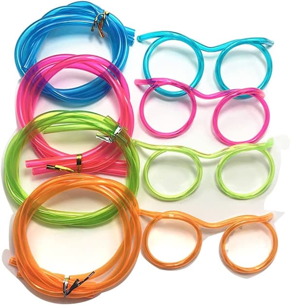 8-pack Reusable Fun Eyebrow Straws (12cm*1m) - for Kids