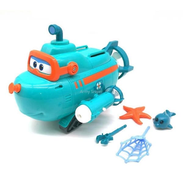 Ny sæson Super Wings Willys ubåd - Lyd, musik og lys transformerende actionfigursæt, simuleringsmodel legetøjsgave til børn