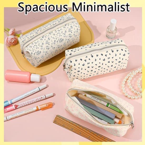 Pencil Case Set - Pencil Case - 3-piece set - Floral - Large - Soft - With zipper