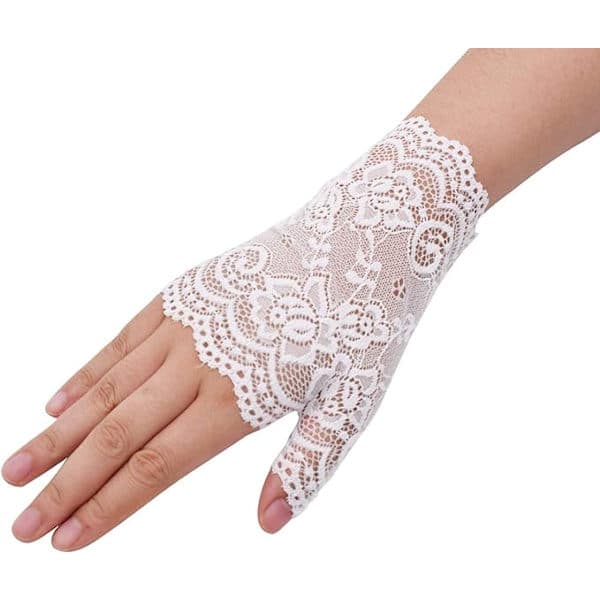 Fingerløse blondehandsker til kvinder, bryllupsblondehandsker til bryllupsfest halloween