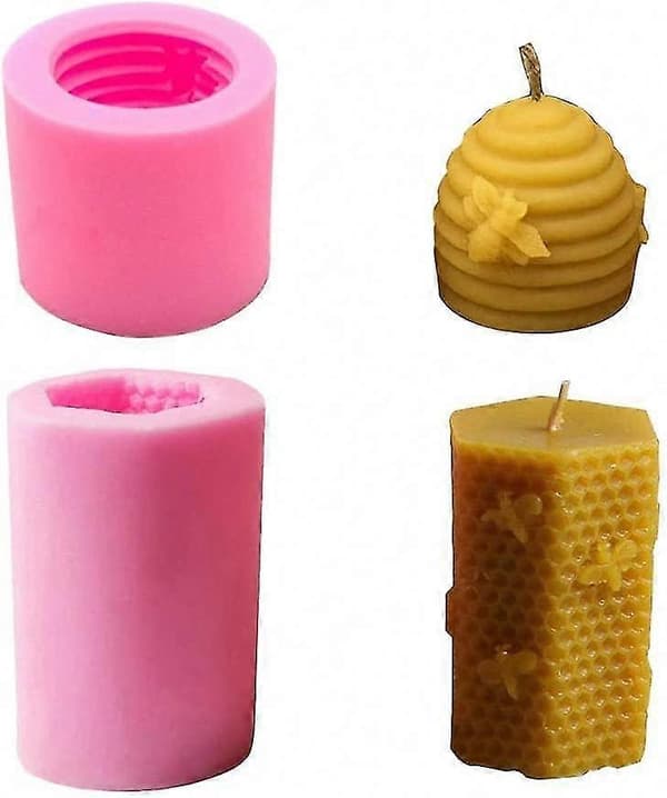 2-pack 3D-bi-ljusformar bikupa silikonform för ljustillverkningstillbehör (a-5-f6)