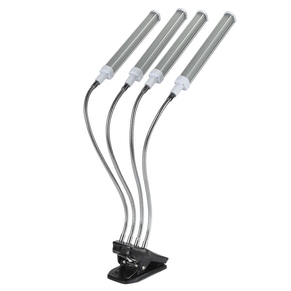 96W LED vækstlys LCD-skærm 4 hoveder 360° justerbart sølv vækstlys til drivhus 100-240V EU-stik