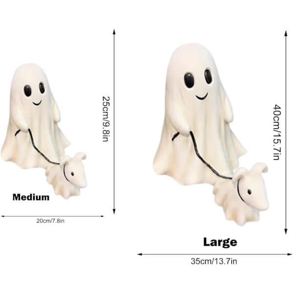 Spooky Dog Statue - Scary Ghost Dog Figurine, Home Decor, Ghost Walking Its Ghost Dog
