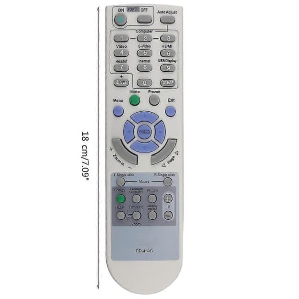 Erstatningsfjernkontroll for Nec Projektor Rd-450c Rd-448e Np-v260+ V230+ Me360 Projektor Fjernkontroll Hvit