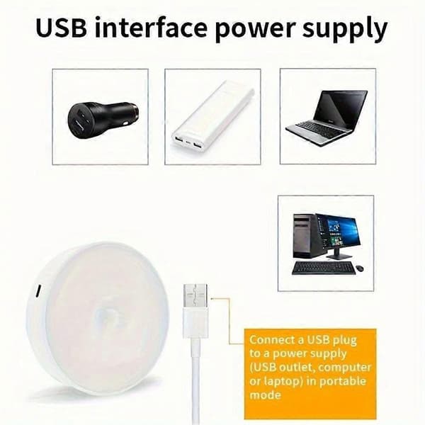6-pack USB-uppladdningsbara LED-rörelsesensorlampor, LED-inomhusbelysning för garderob, batteridriven induktionsbelysning för hemmet, B