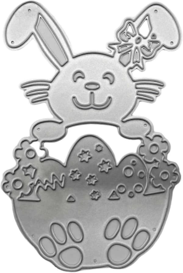Delicate Easter Bunny Egg Cutting Dies, Easter Embossing Script, Stencil Templates for Scrapbooking Journal Decorations (FMY)