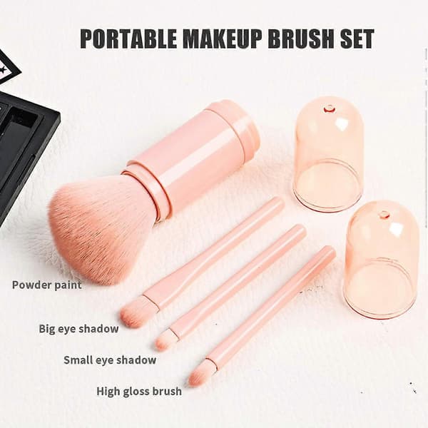 Makeup Brush Set, Portable Travel Makeup Tools Including Lip Brush, Highlighter, Eyeshadow Brush and Foundation Blender