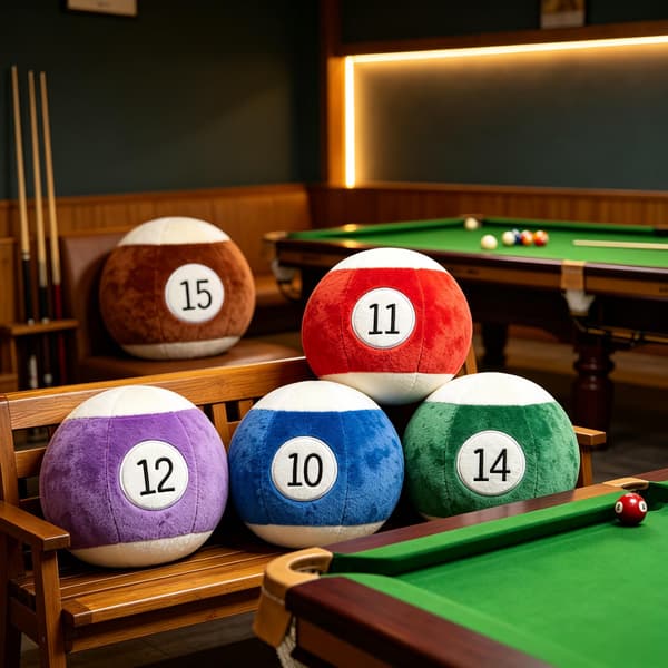 Simulated Billiard Ball Stuffed Pillow, Soft Rabbit Plush Round Cushion Brown 7 Brown 7