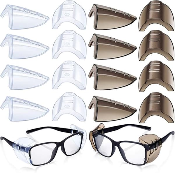 Eyeglass Side Shields, Clear and Black, Universal for Small and Medium Glasses, 8 Pairs