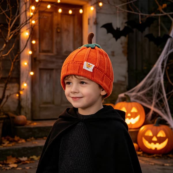 Mikovivi Baby Pumpamössa, Stickad Halloween Pumpamössa (Orange)