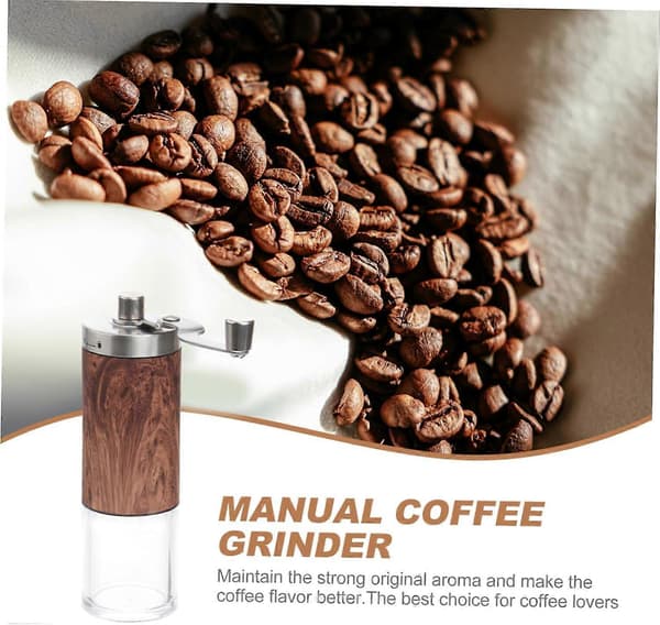 Manuel kaffekværn med keramisk kværn, retro trædesign, kompakt til rejser og camping