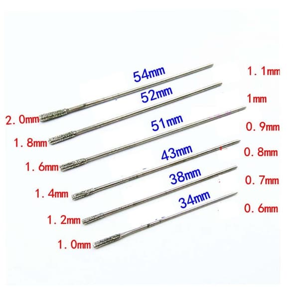 Smykkebor (1,6-1,8 mm) - 20 stk/pakke 1 mm diamantbelagte slipebor, solid bor-nål, agatbor for