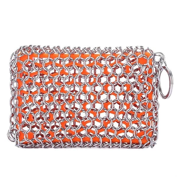Støbejernsrenser Rustfrit Stål Panserbørste Holdbar Orange Finish til Stegepande Grill