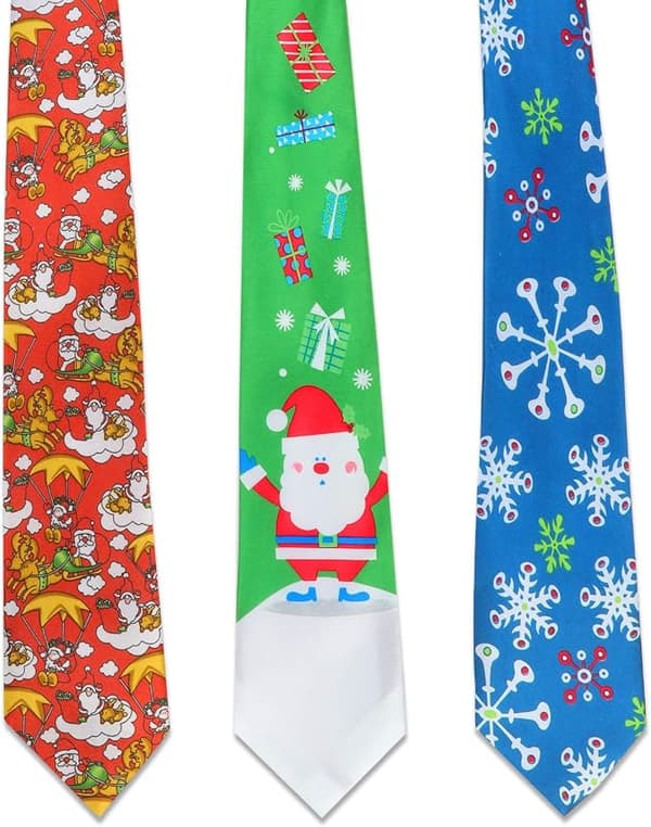 3-pack Julhalsduk för Vuxna Män, Roliga Slipsar Tomte Snöflinga Halsduk för Män, One Size