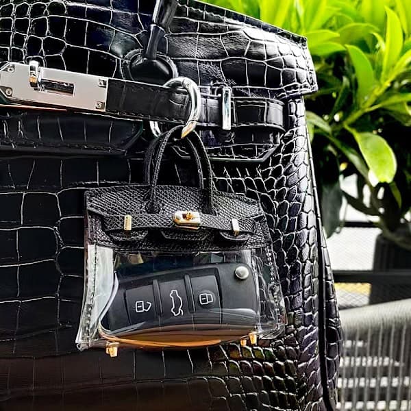 Mode Kvinnor Mini Kosmetikväska Bilnyckelpaket Hänge Transparent Grå Gray