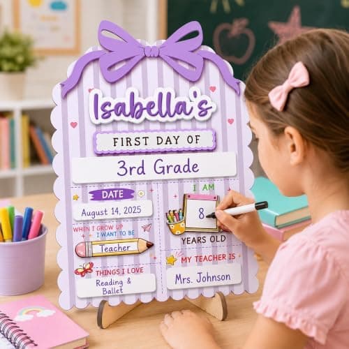 Tavle til første og sidste skoledag med tusch - Sidste skoledag - Første skoledag-tavle - Tilbage til skolen-tilbehør til børnehave SS102 SS102