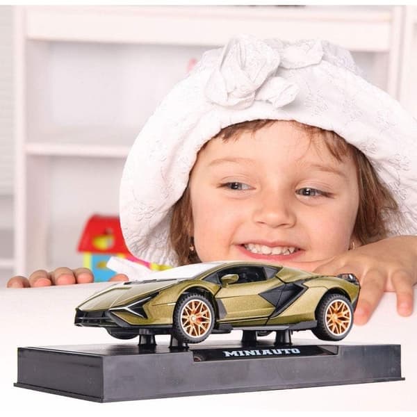 Legetøjsbiler Lambo Sian FKP3 Metalmodelbil med lys og lyd, pull-back legetøjsbil, grøn green
