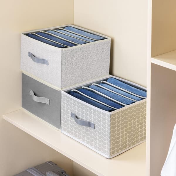 Clothing Storage Organizers, 2 Pack Wardrobe Organizer Foldable Storage Bins for Shelves Fabric Bins