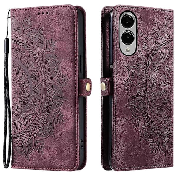 Læder Wallet Case til Samsung Galaxy S25 Edge, læderfølelse, Totem-tryk
