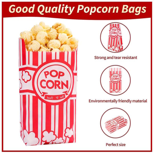 Popcornposer i papir, 100-pak 1oz popcornposer til individuelle portioner, bulk til maskine, filmaften