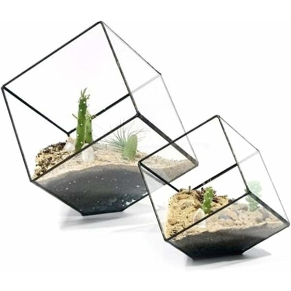Glasblomkruka med geometriska glasbitar för terrarium heminredning suckulent växt blomkruka - Koppar longziming