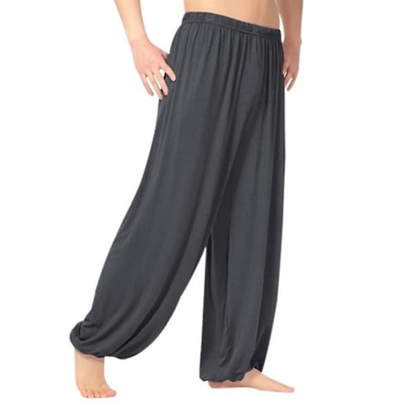 Låga mörkgrå harem yoga dansbyxor för män