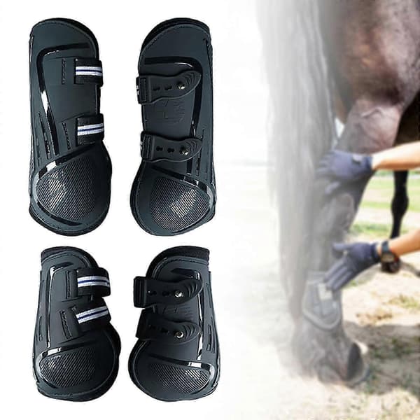 4x Hestebeskyttere Benbindere Stødabsorberende Ridebeskyttere sort L black L