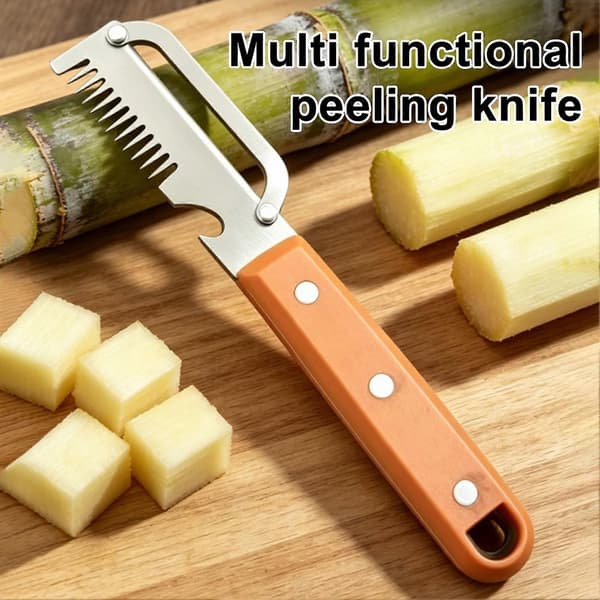 Multifunctional Stainless Steel Vegetable Peeler Bottle Opener Double Comb Tooth Onion Cutter for Kitchen Herb and Vegetable Tool