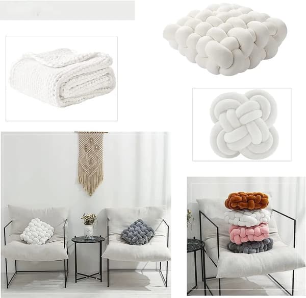 Tykt garn til armstrikning, tykt strikket tæppe, 500g, længde ca. 25m, roving-garn til håndstrikning, hækling (beige)