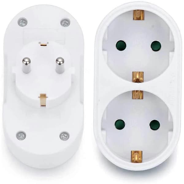 2-veis dobbelkontakt grenuttak multikontaktadapter horisontal X