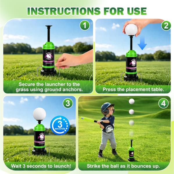 Baseballtrænings-Tee Ball Popper, Pop Up Baseballtræner & Tee Ball Sæt