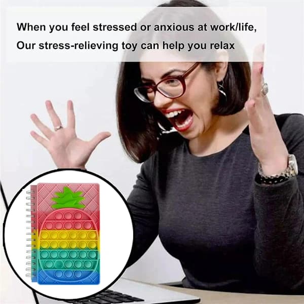 Press Bubble Notebook Toy Kids Stress Relief Silicone A5 Rainbow School Notebook