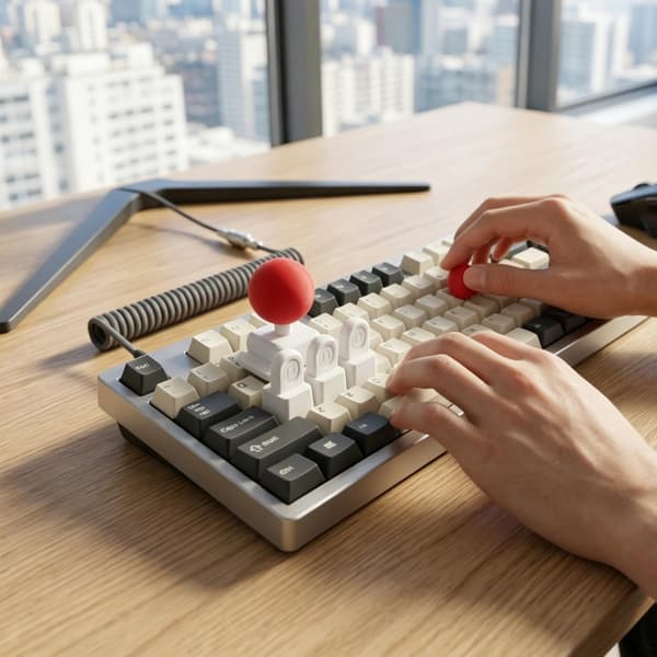 Keyboard Joystick Mount, 3D Printed WASD Joystick Mod for Arcade Fighting Games, White and Red Gaming Accessory for DIY