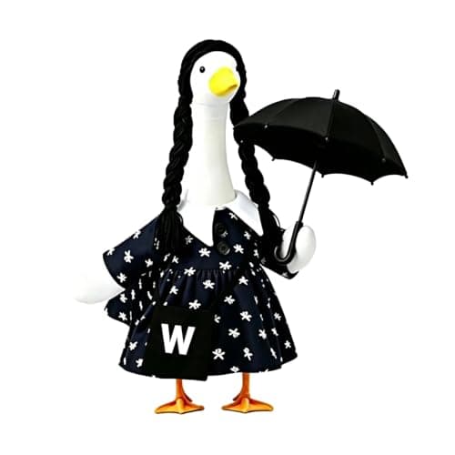 Halloween-verandagåsekostume med sort kjole sort-hvid Black-white