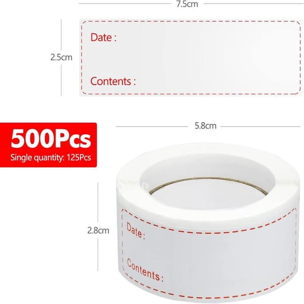 500 pcs self-adhesive labels freezer labels jar labels 2.5x7.5 cm