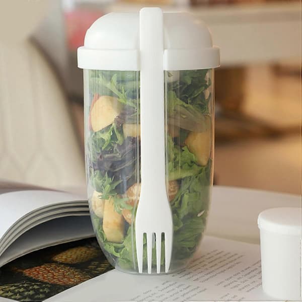 Salad Shaker Cup 1000 ml with Fork and Lid, Easy Salad Container for Office and Travel