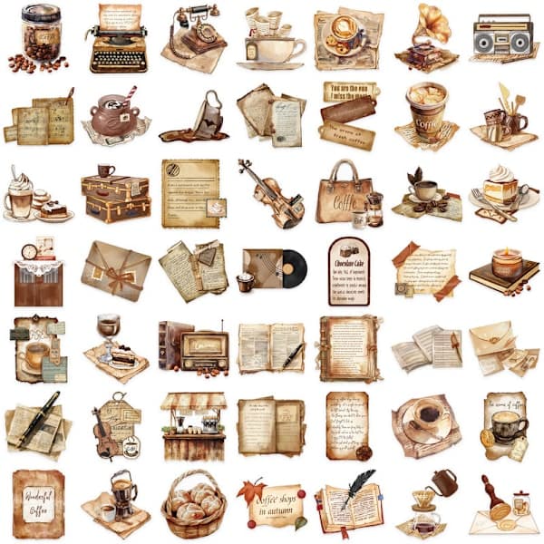 100-pack Transparent Retro - Waterproof Stickers for Diary, Guitar and Letters