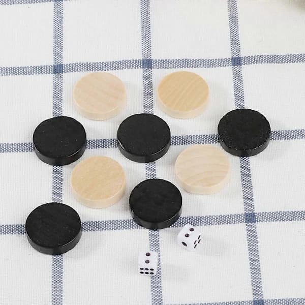 30 Pieces Wooden Checkers Backgammon Chess Pieces for Checkers & Chess 24mm