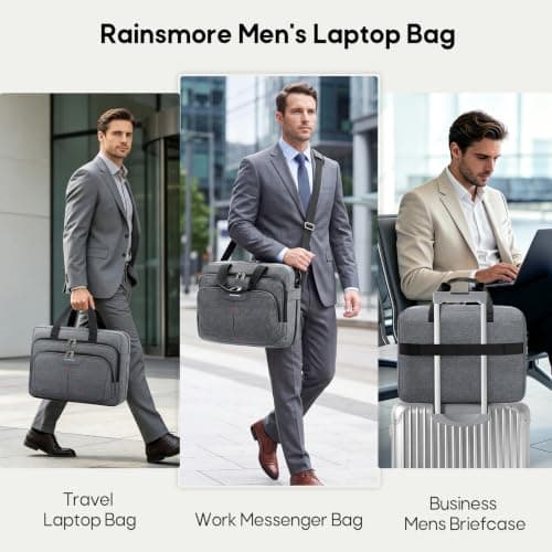 RAINSMORE 17,3\" Udvidbar Computertaske til Mænd, Laptop-taske til Forretningsbrug Grå Grey